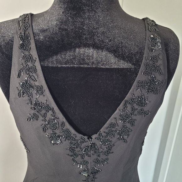 Scala Black Silk Beaded Evening Dress with Sheer Jacket – Size 16 - Picture 6 of 16